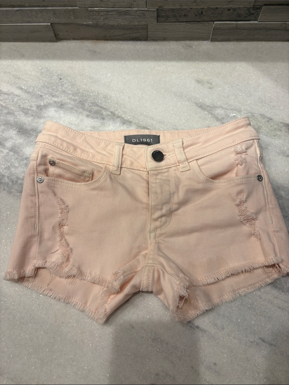 DL1961 Girls Blush Pink Distressed Denim Cutoff Shorts